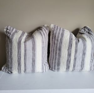 3 x Gray and White Pillow Covers: 2 x 22x22 & 1 Lumbar Pillow
